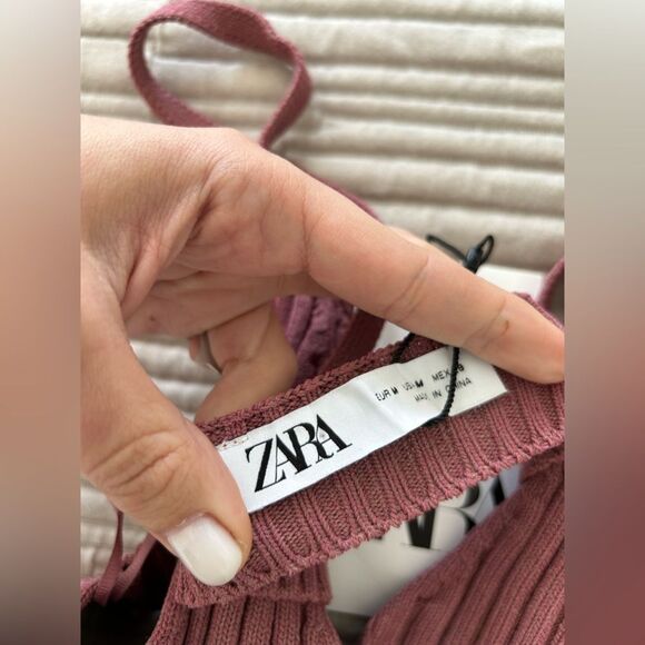 Zara NWT Ridded Knit Bralette Cropped Top in Maroon Size M Medium New - Picture 9 of 10